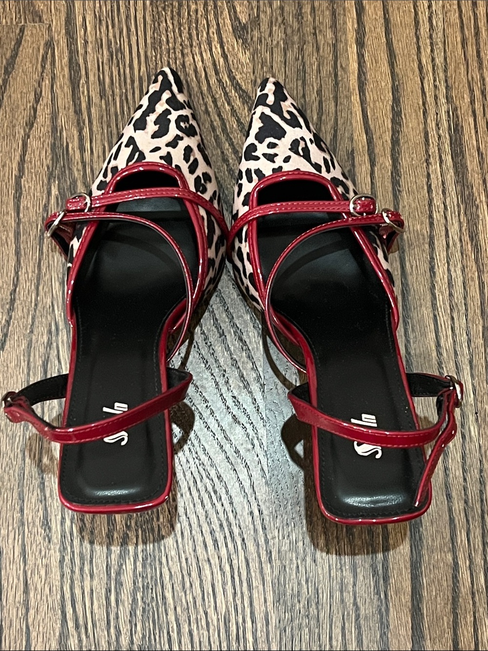 Leopard Print Slingback Heels with Red Accents - Picture 8 of 9